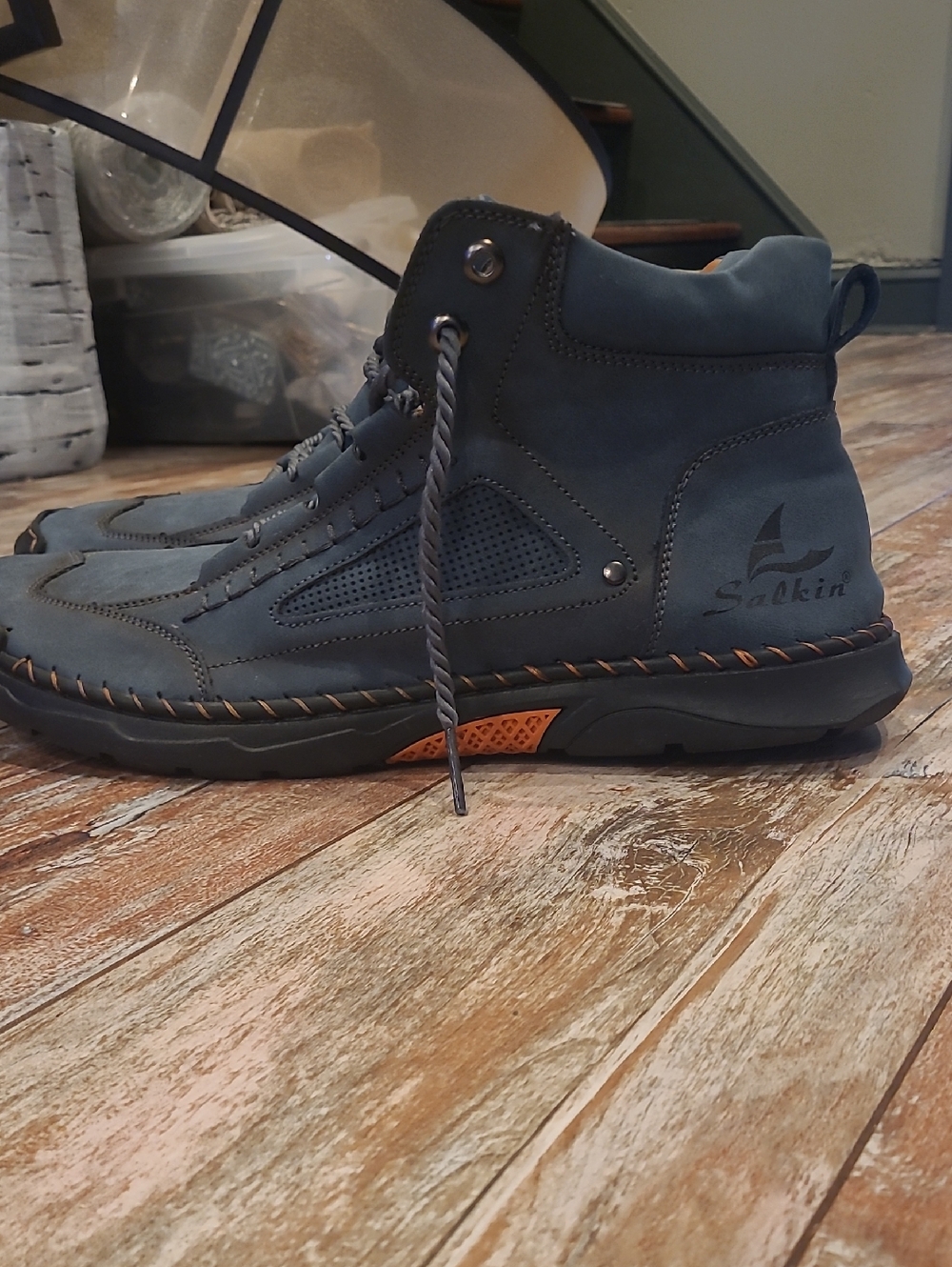 Men’s Navy Blue Lace-Up Hiking Boots